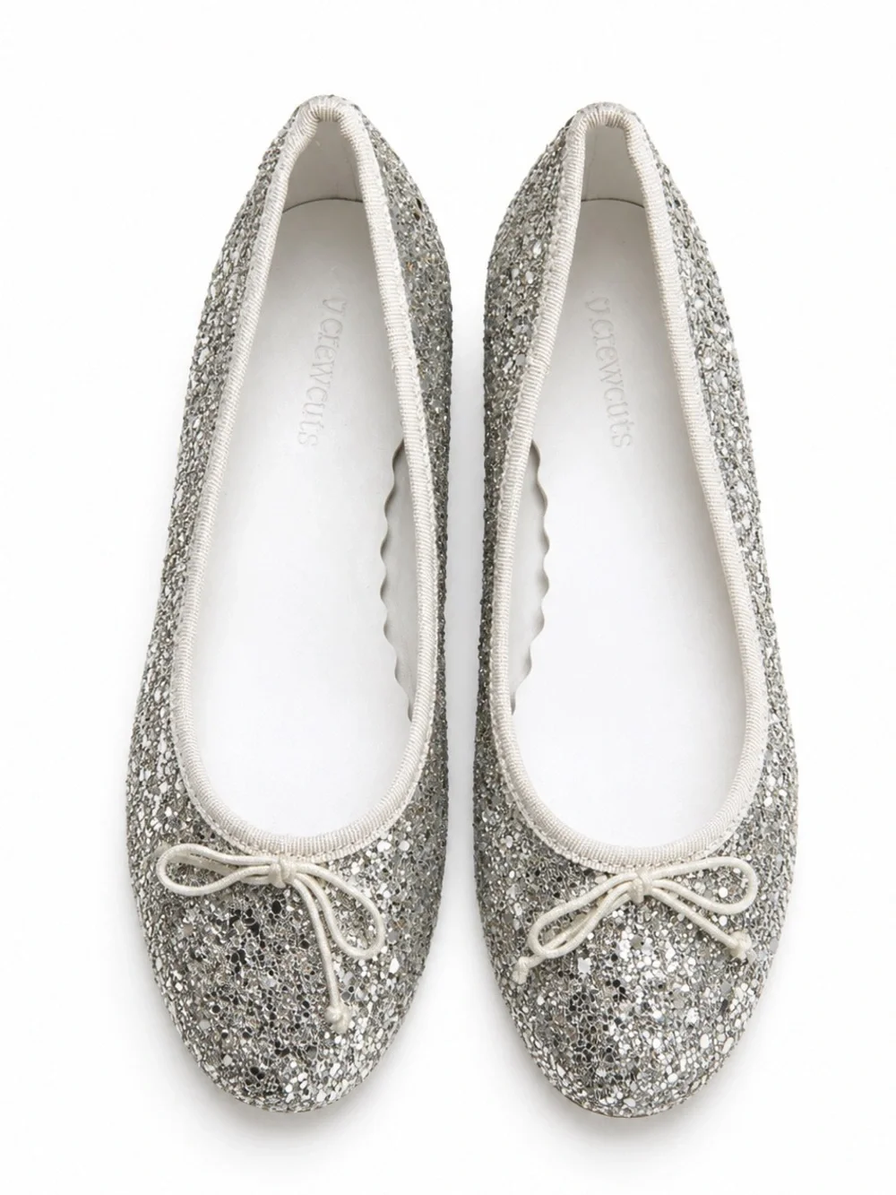 J. Crew Crewcuts Silver Glitter Ballet Flats Block Heel Girls Size 1